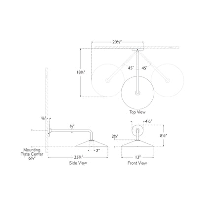 Ponce LED Wall Light - line drawing.