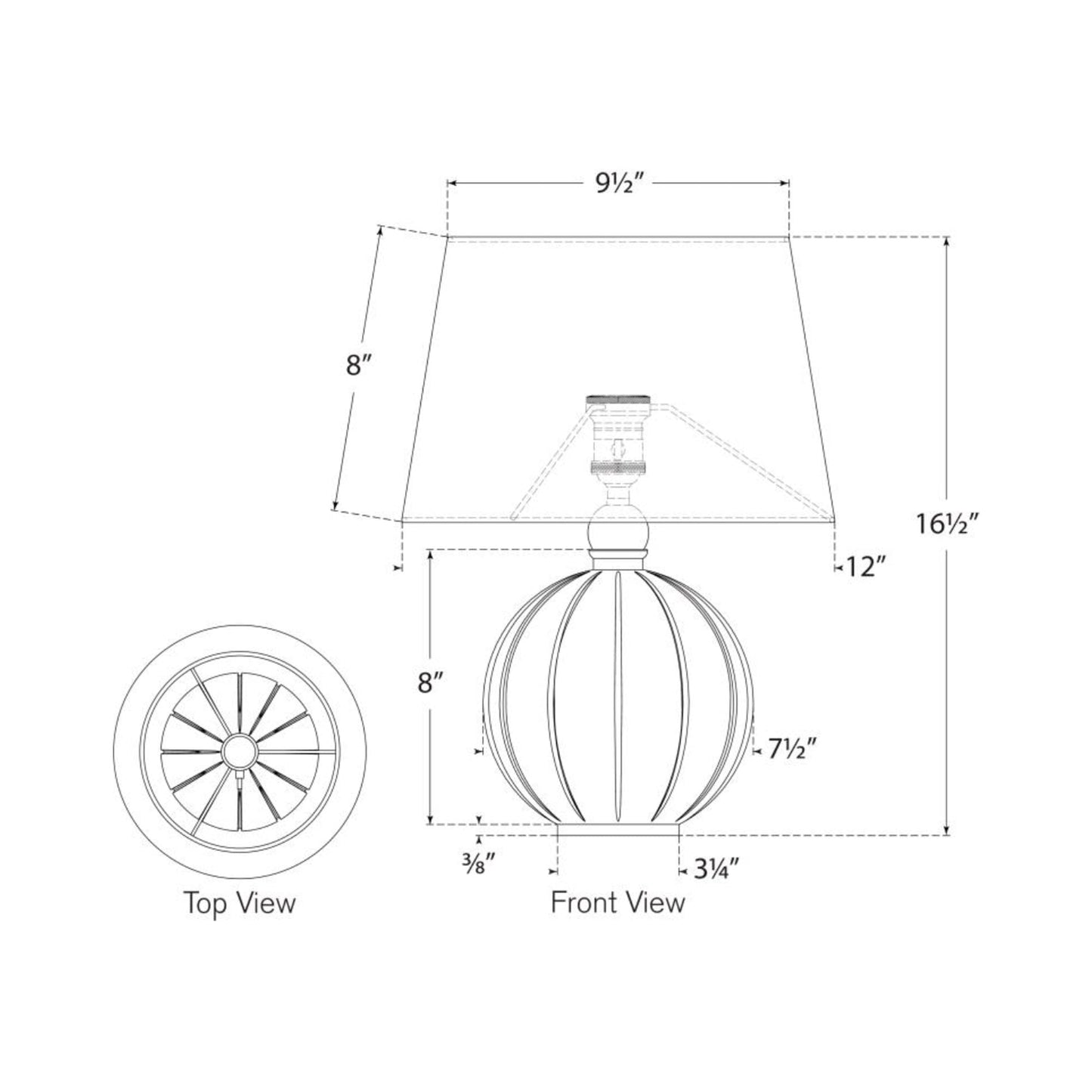 Ponteil Table Lamp - line drawing.