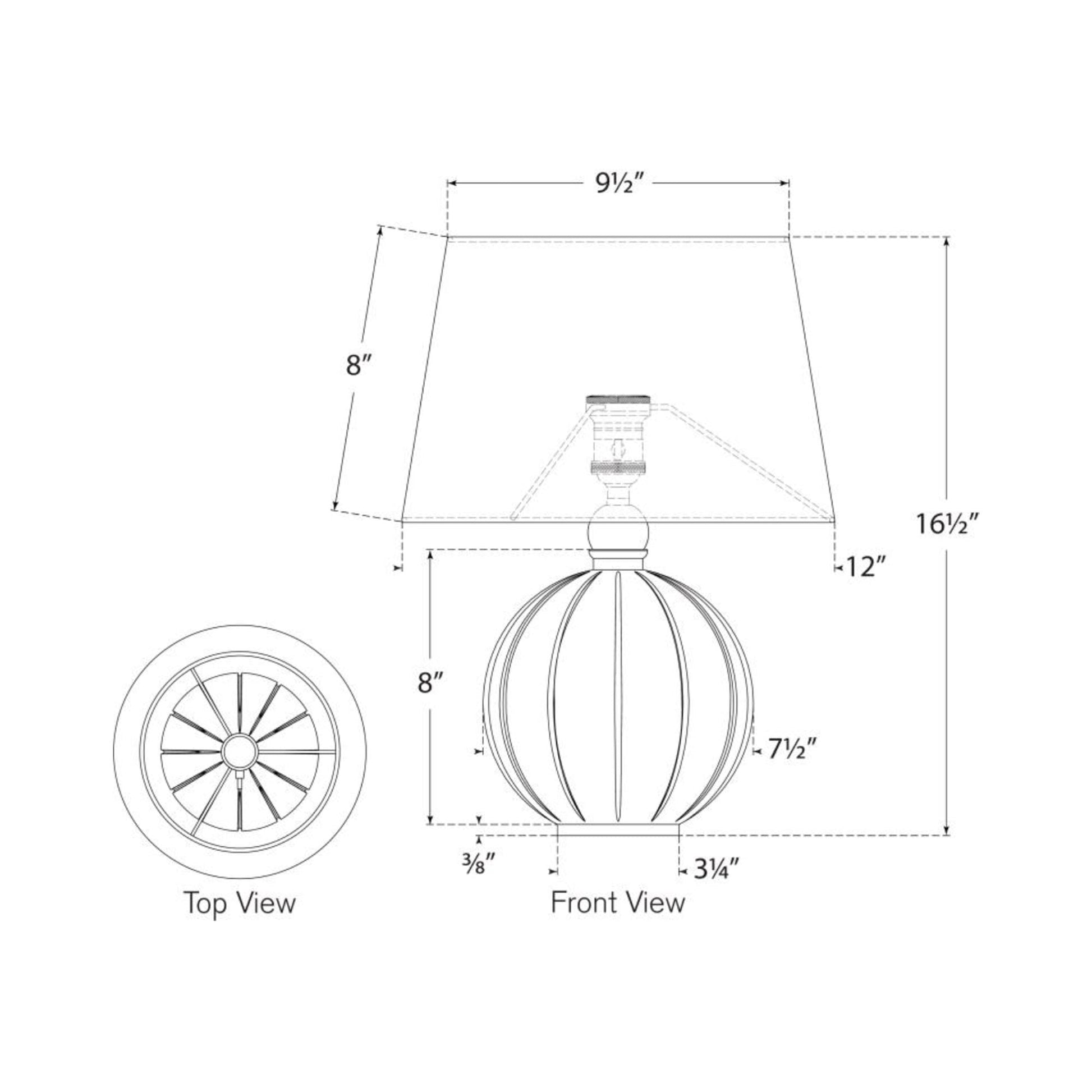 Ponteil Table Lamp - line drawing.