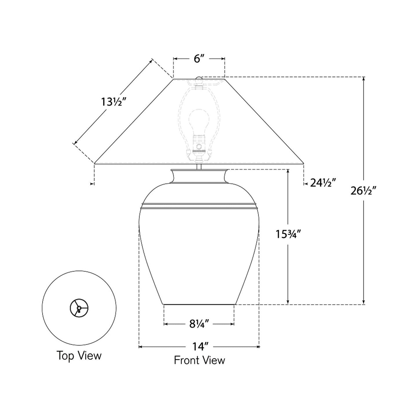 Prado Table Lamp - line drawing.