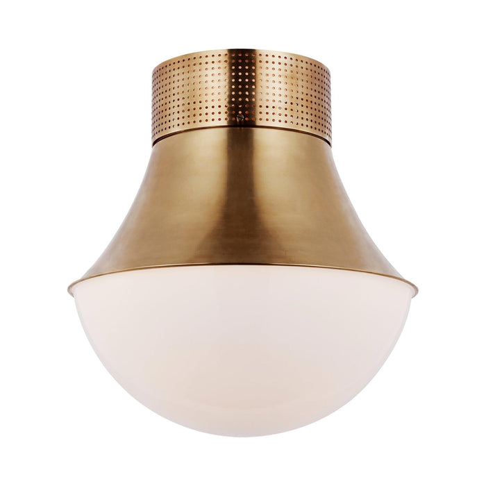 Precision 17-Inch LED Flush Mount Ceiling Light in Antique-Burnished Brass.