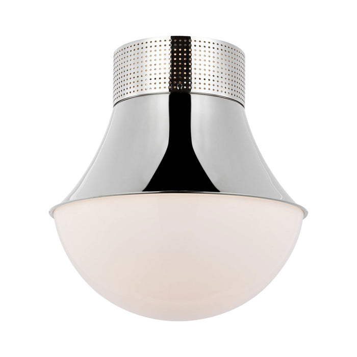 Precision 17-Inch LED Flush Mount Ceiling Light in Polished Nickel.