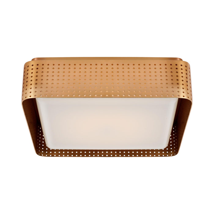 Precision LED Flush Mount Ceiling Light in Antique-Burnished Brass/White Glass(12.5" Square).