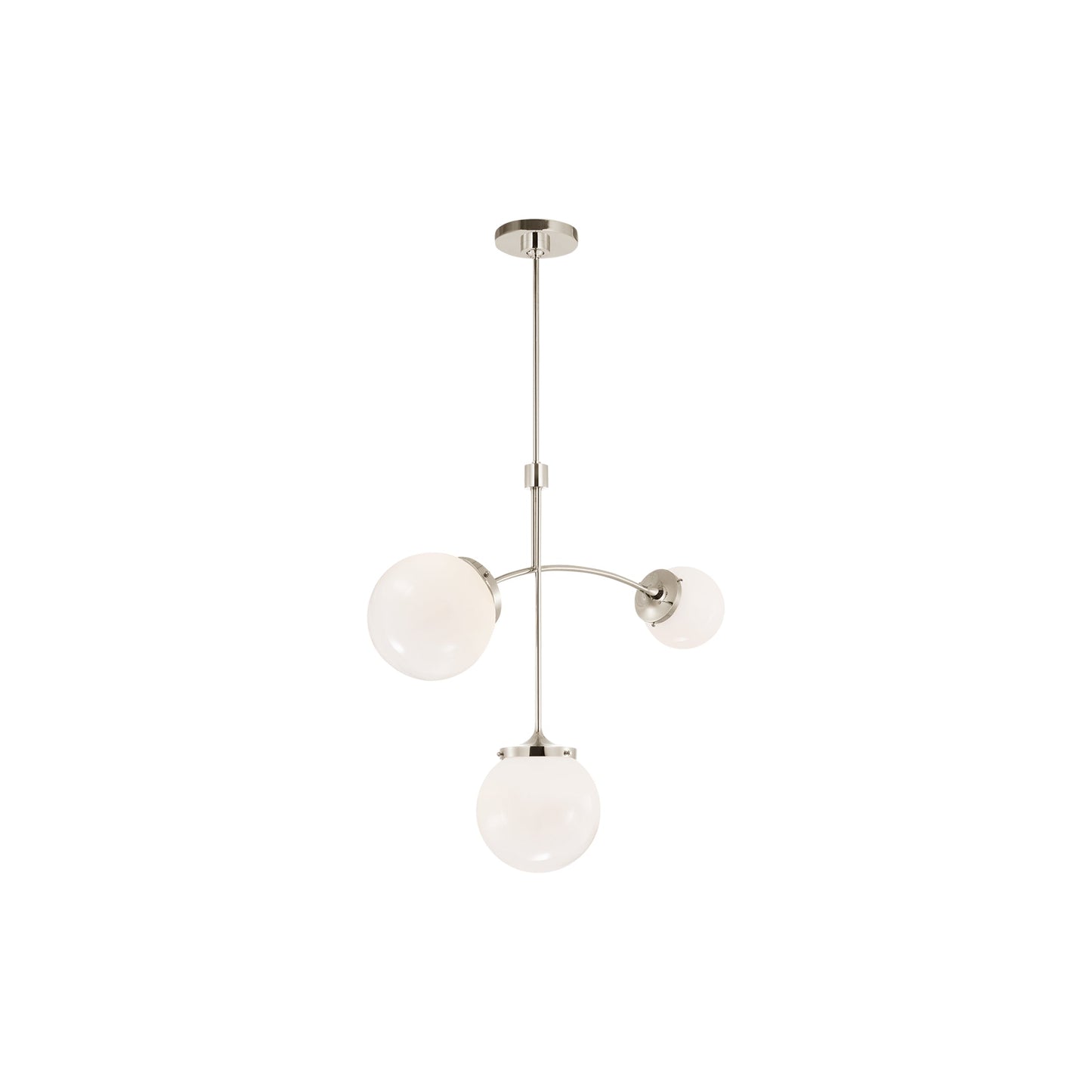 Prescott Chandelier in Polished Nickel/White (Small).