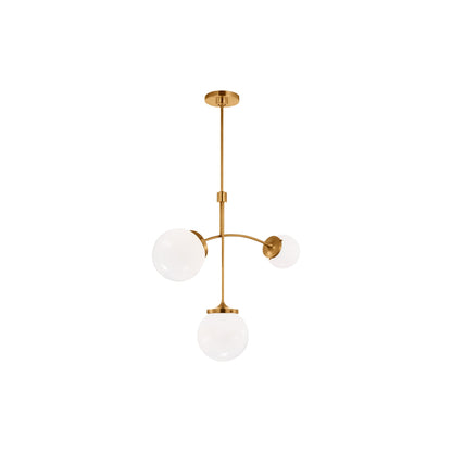 Prescott Chandelier in Soft Brass/White (Small).