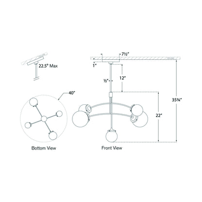 Prescott Chandelier - line drawing.