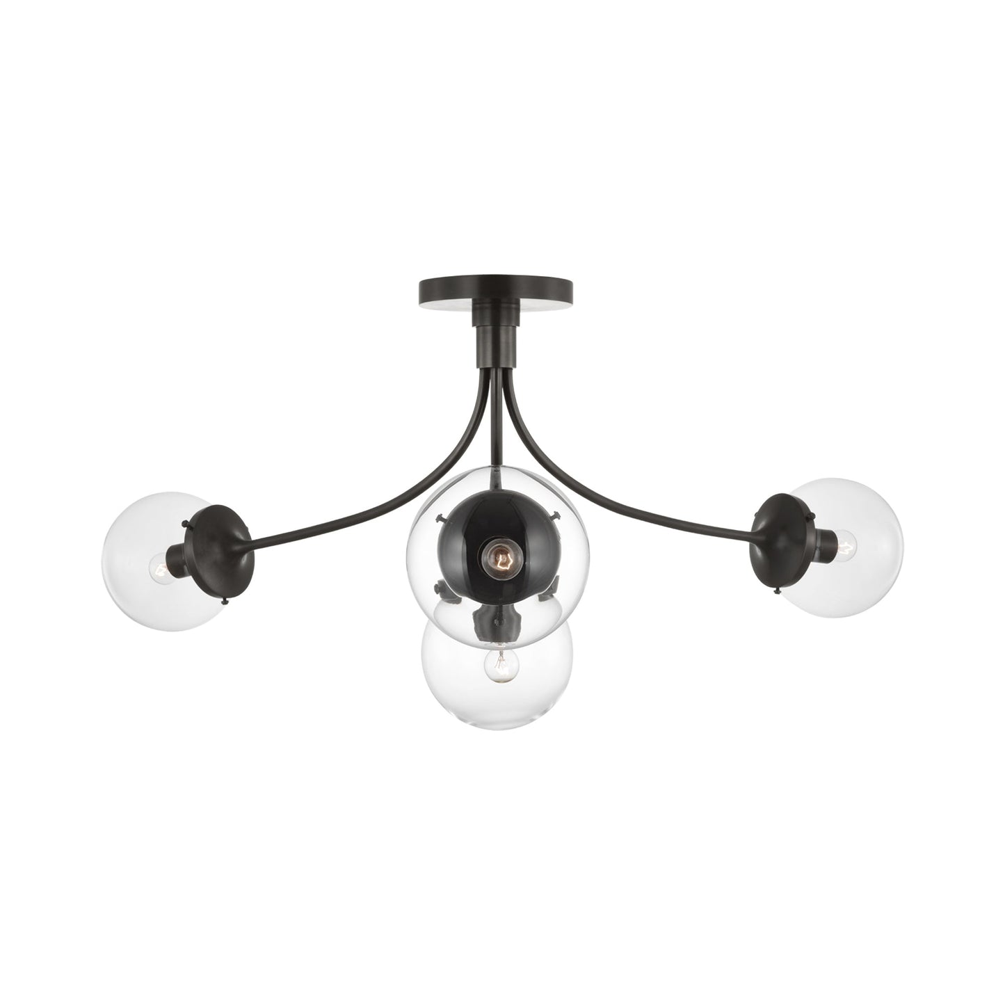Prescott Semi Flush Ceiling Light in Bronze/Clear(Large).