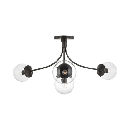 Prescott Semi Flush Ceiling Light in Bronze/Clear(Large).