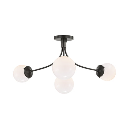 Prescott Semi Flush Ceiling Light in Bronze/White(Large).