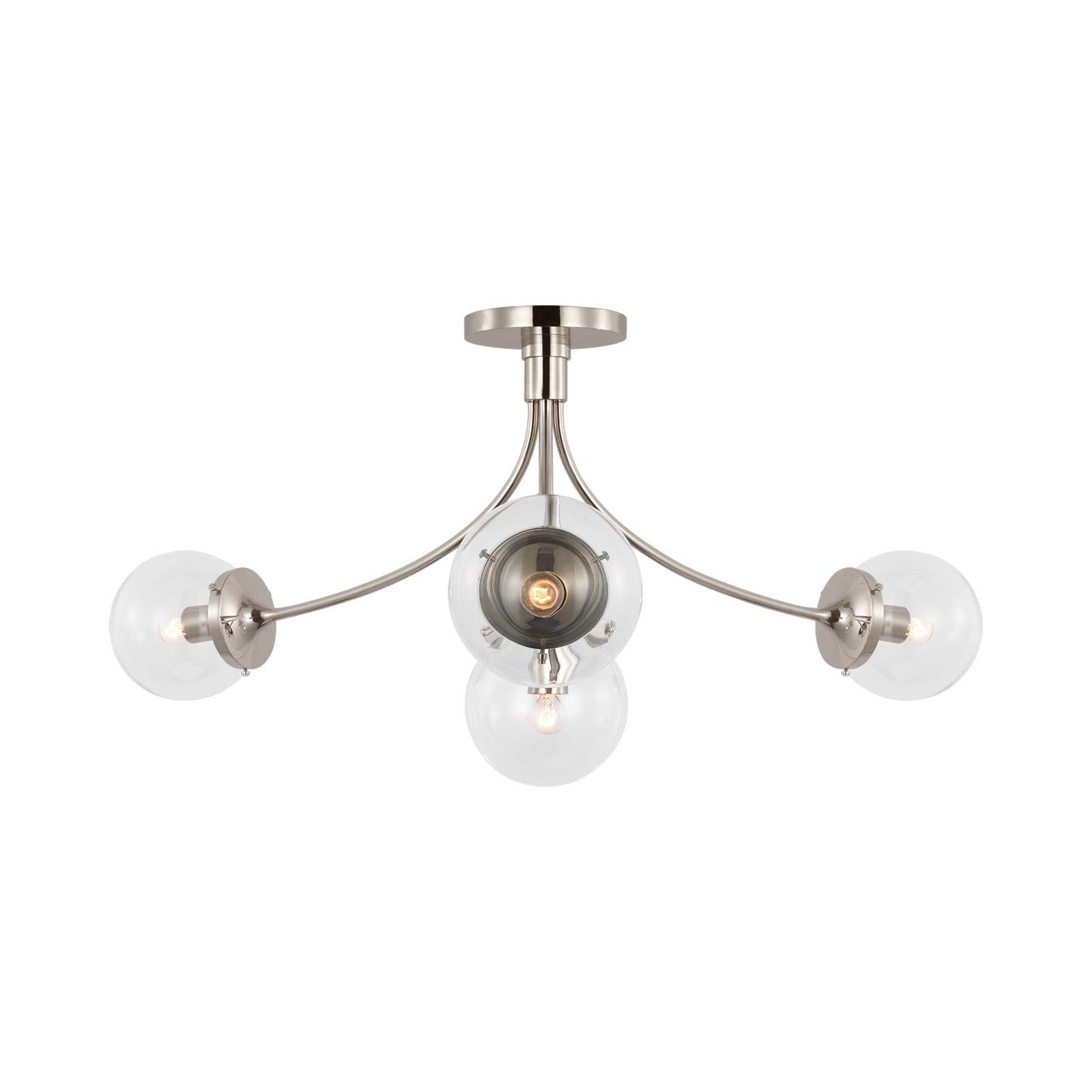Prescott Semi Flush Ceiling Light in Polished Nickel/Clear(Large).