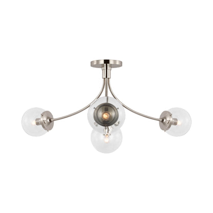 Prescott Semi Flush Ceiling Light in Polished Nickel/Clear(Large).