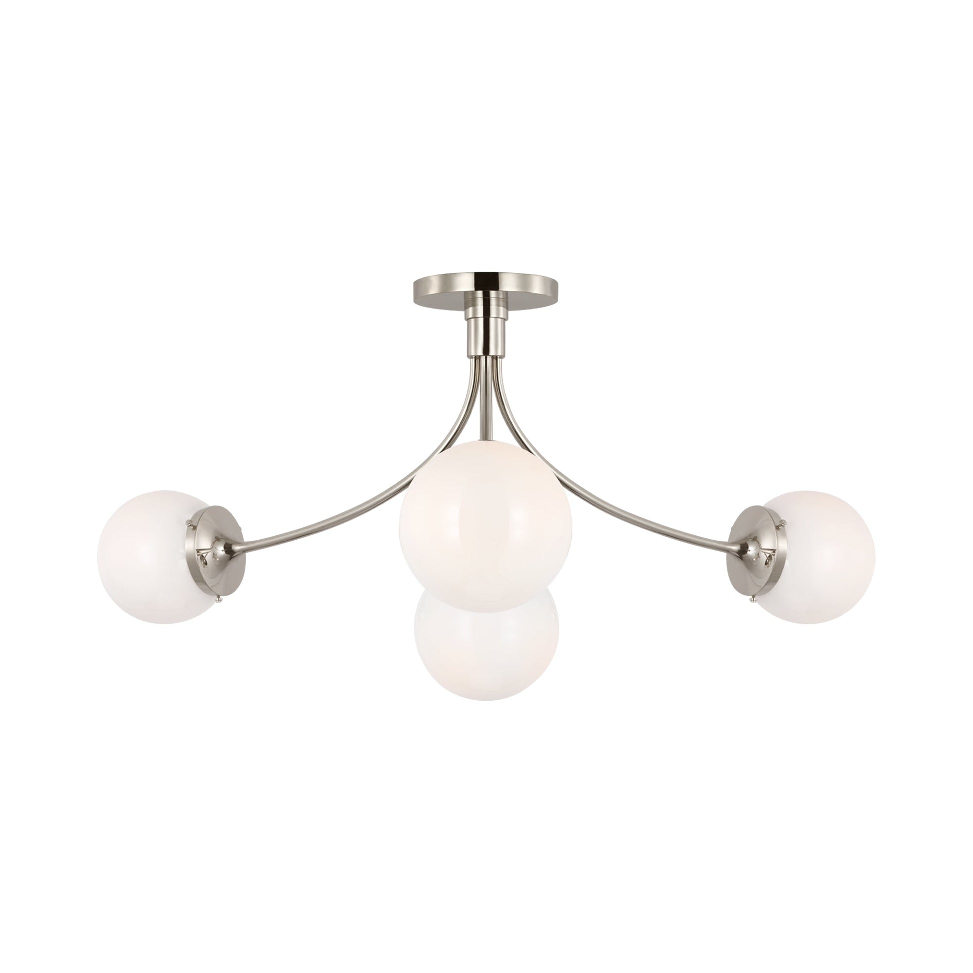 Prescott Semi Flush Ceiling Light in Polished Nickel/White(Large).