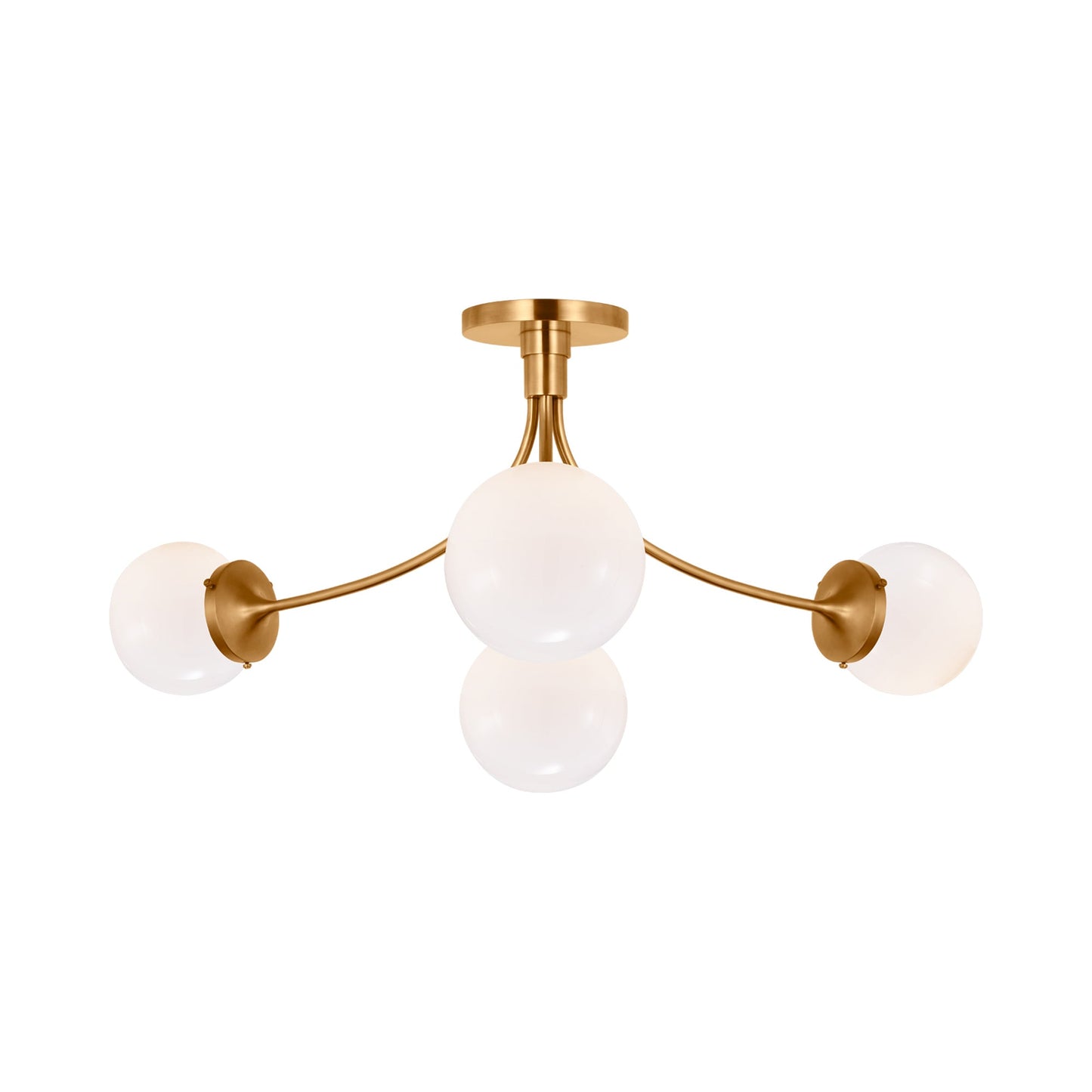 Prescott Semi Flush Ceiling Light in Soft Brass/White(Large).