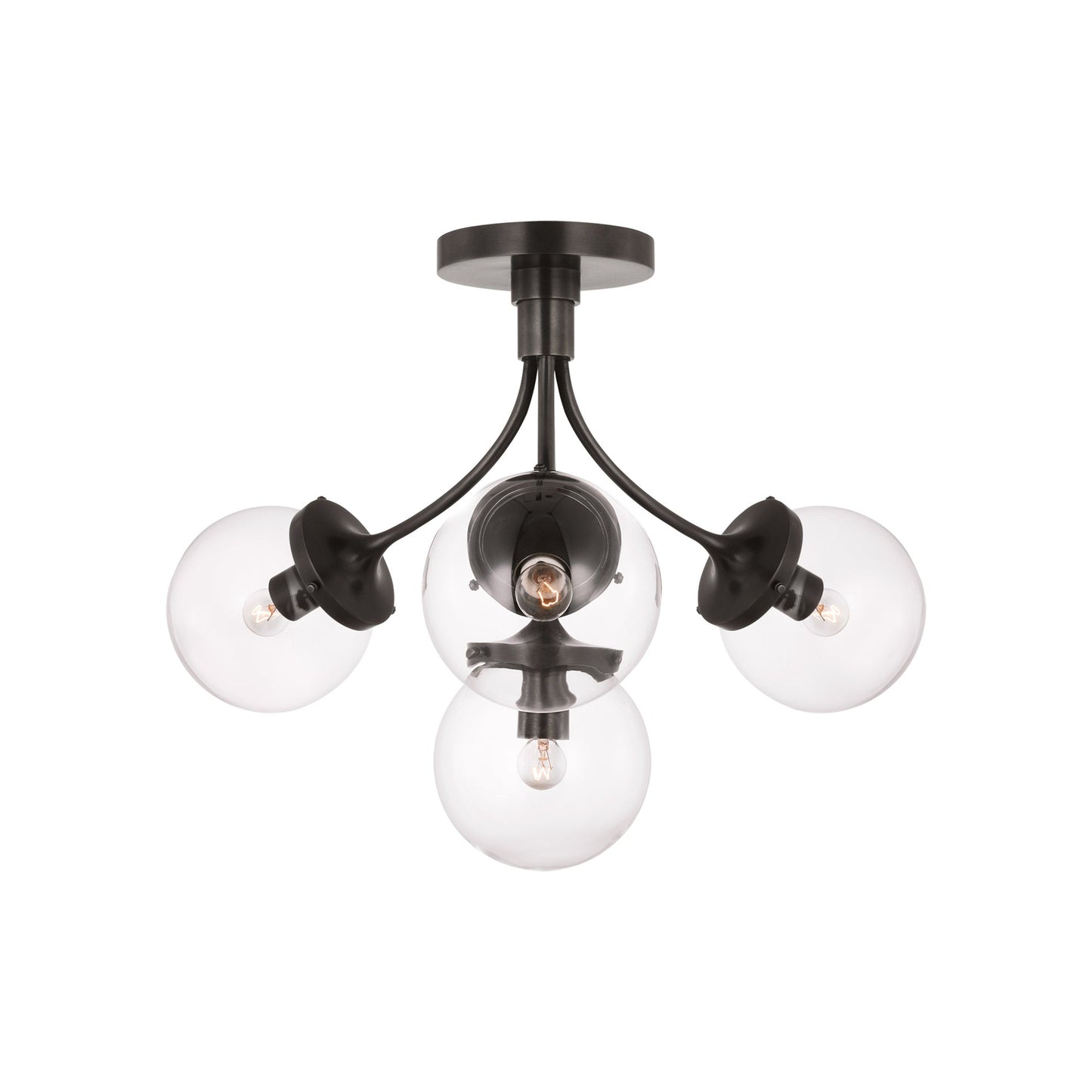 Prescott Semi Flush Ceiling Light in Bronze/Clear(Medium).