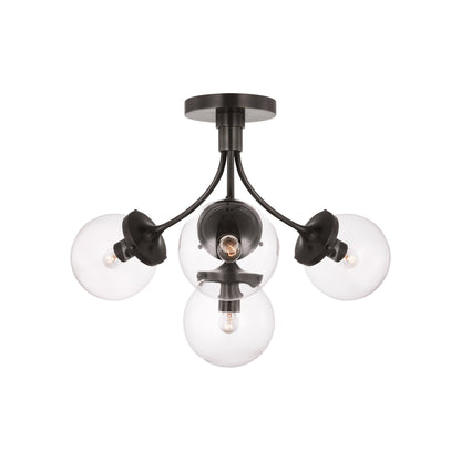 Prescott Semi Flush Ceiling Light in Bronze/Clear(Medium).