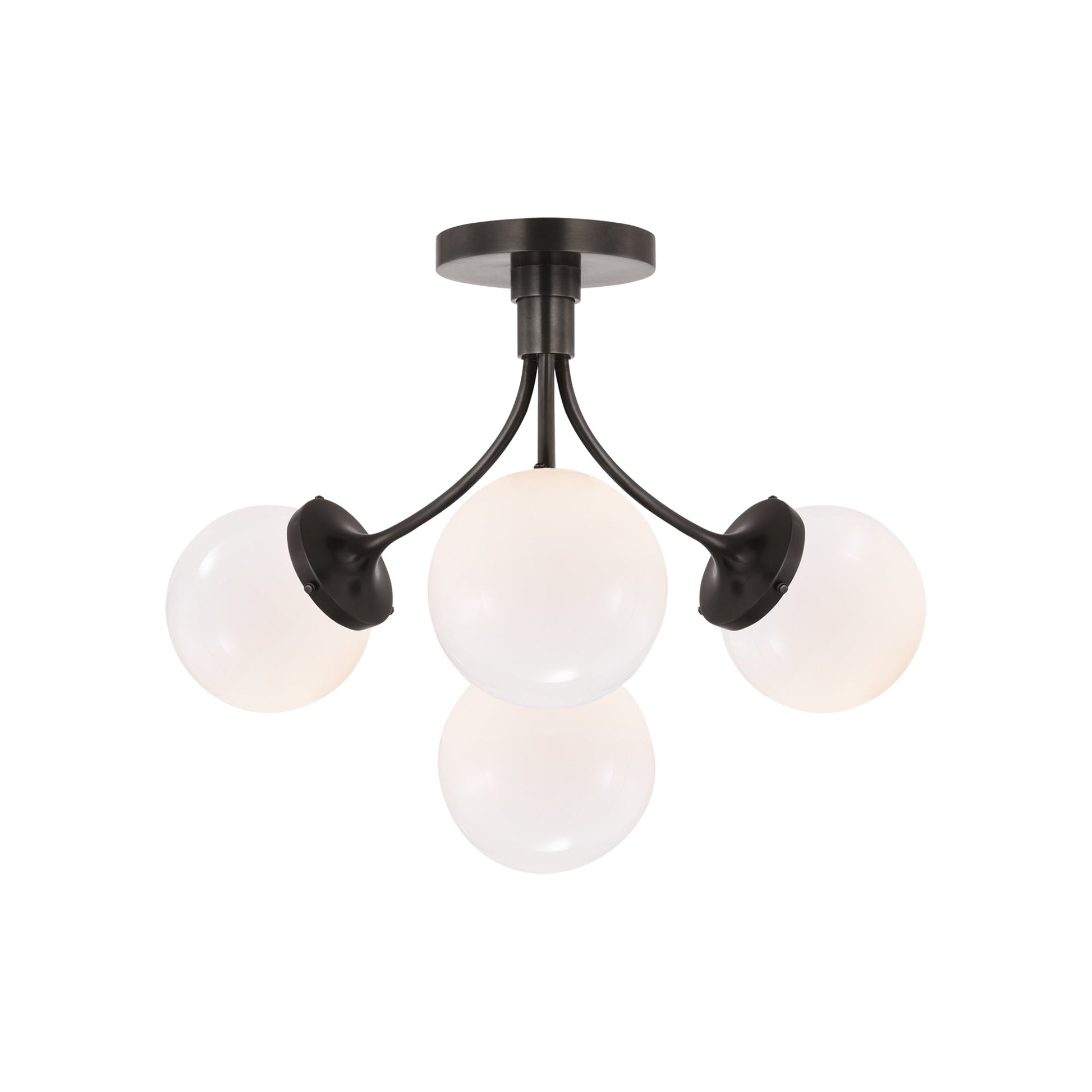 Prescott Semi Flush Ceiling Light in Bronze/White(Medium).