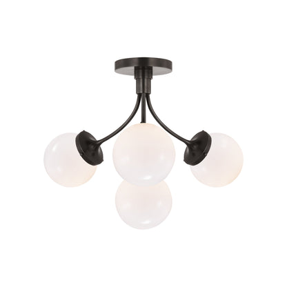 Prescott Semi Flush Ceiling Light in Bronze/White(Medium).