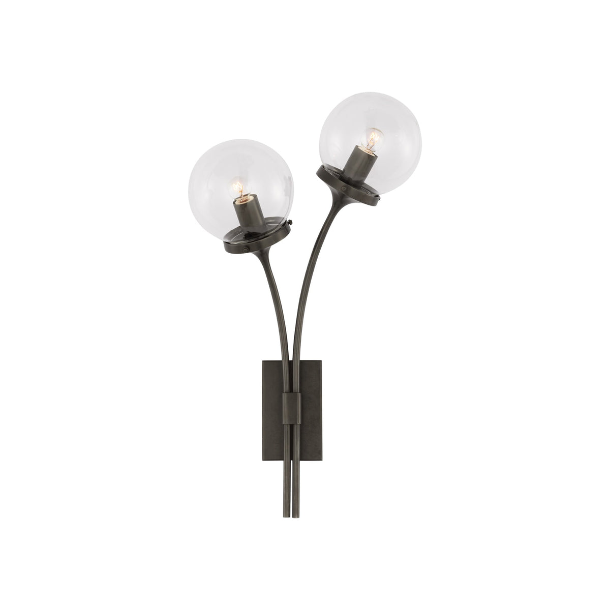 Prescott Double Wall Light in Bronze/Clear(Left).