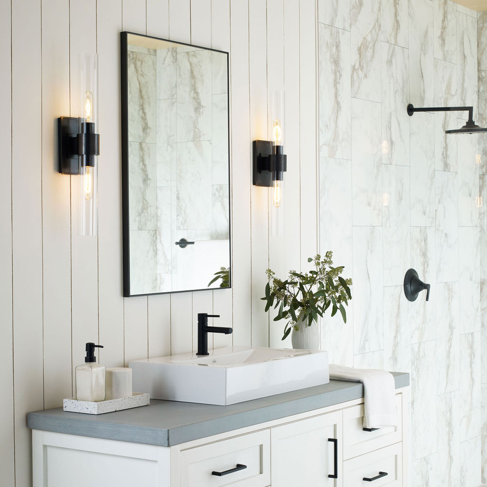 Presidio Wall Light in bathroom.