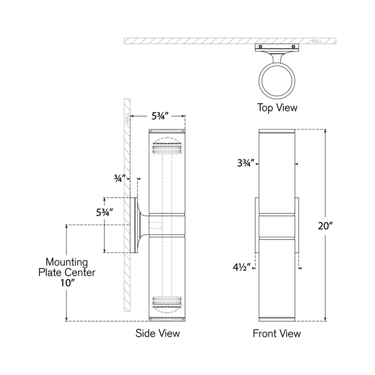 Provo Outdoor LED Wall Light - line drawing.