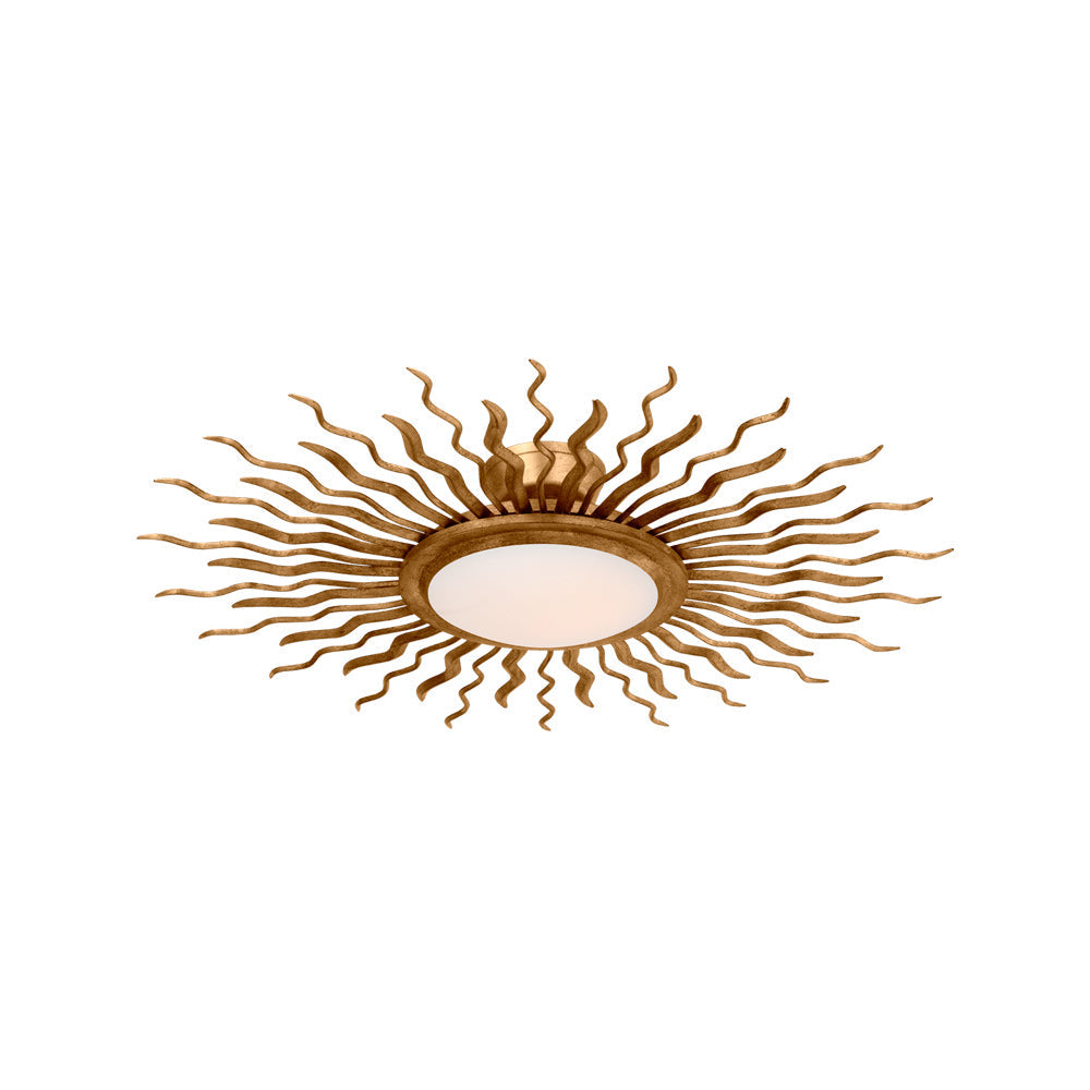 Re LED Semi Flush Mount Ceiling Light in Gilded Iron (30.5-Inch).