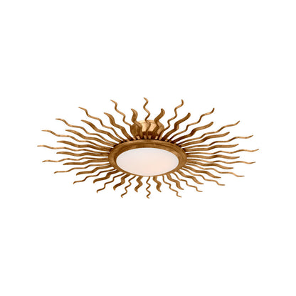 Re LED Semi Flush Mount Ceiling Light in Gilded Iron (30.5-Inch).