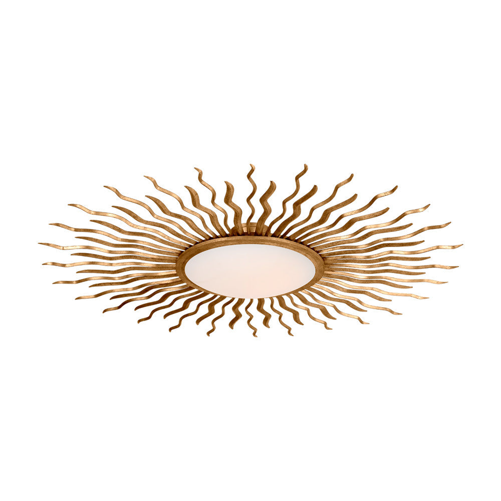 Re LED Semi Flush Mount Ceiling Light in Gilded Iron (48.75-Inch).