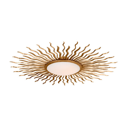 Re LED Semi Flush Mount Ceiling Light in Gilded Iron (48.75-Inch).