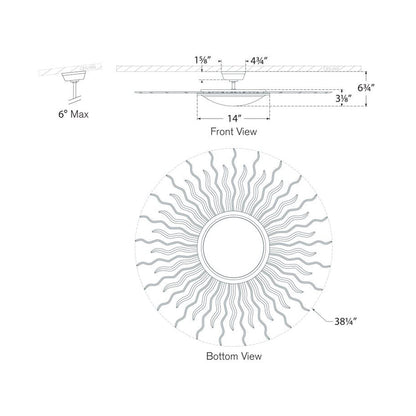 Re LED Semi Flush Mount Ceiling Light - line drawing.