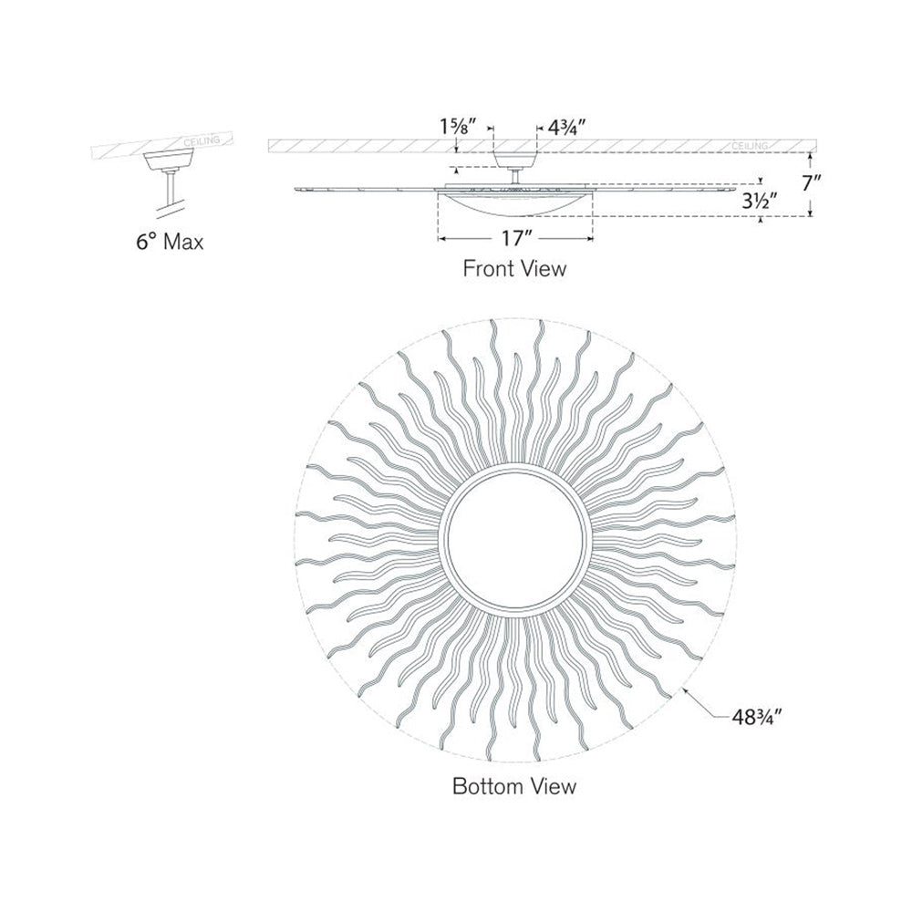 Re LED Semi Flush Mount Ceiling Light - line drawing.