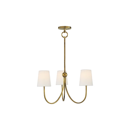 Reed Chandelier in Hand-Rubbed Antique Brass/Linen (Small).