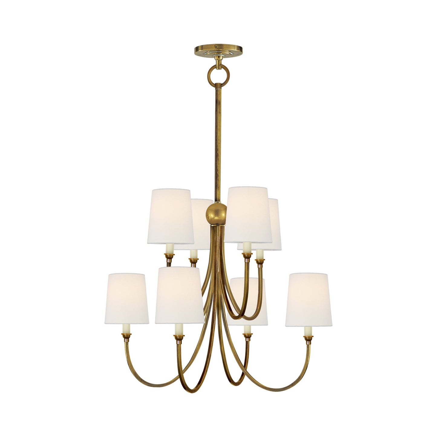 Reed Chandelier in Hand-Rubbed Antique Brass/Linen (Large).