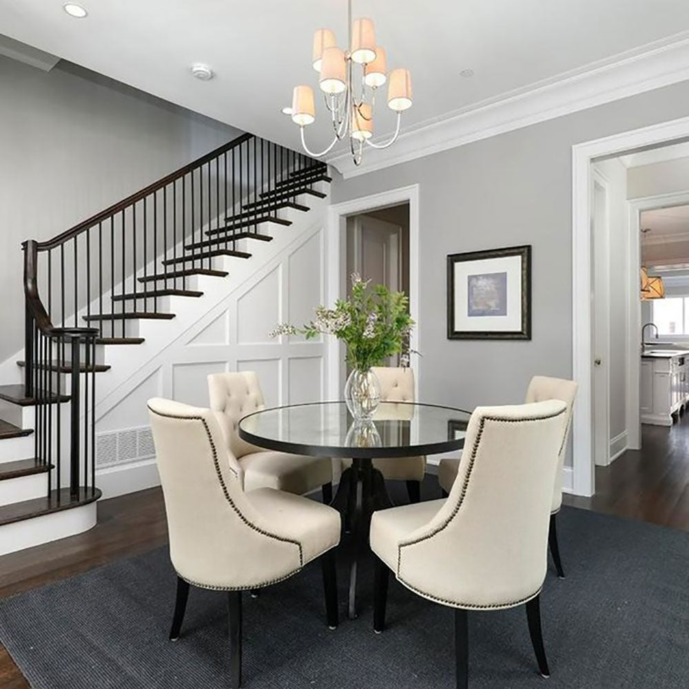 Reed Chandelier in living room.