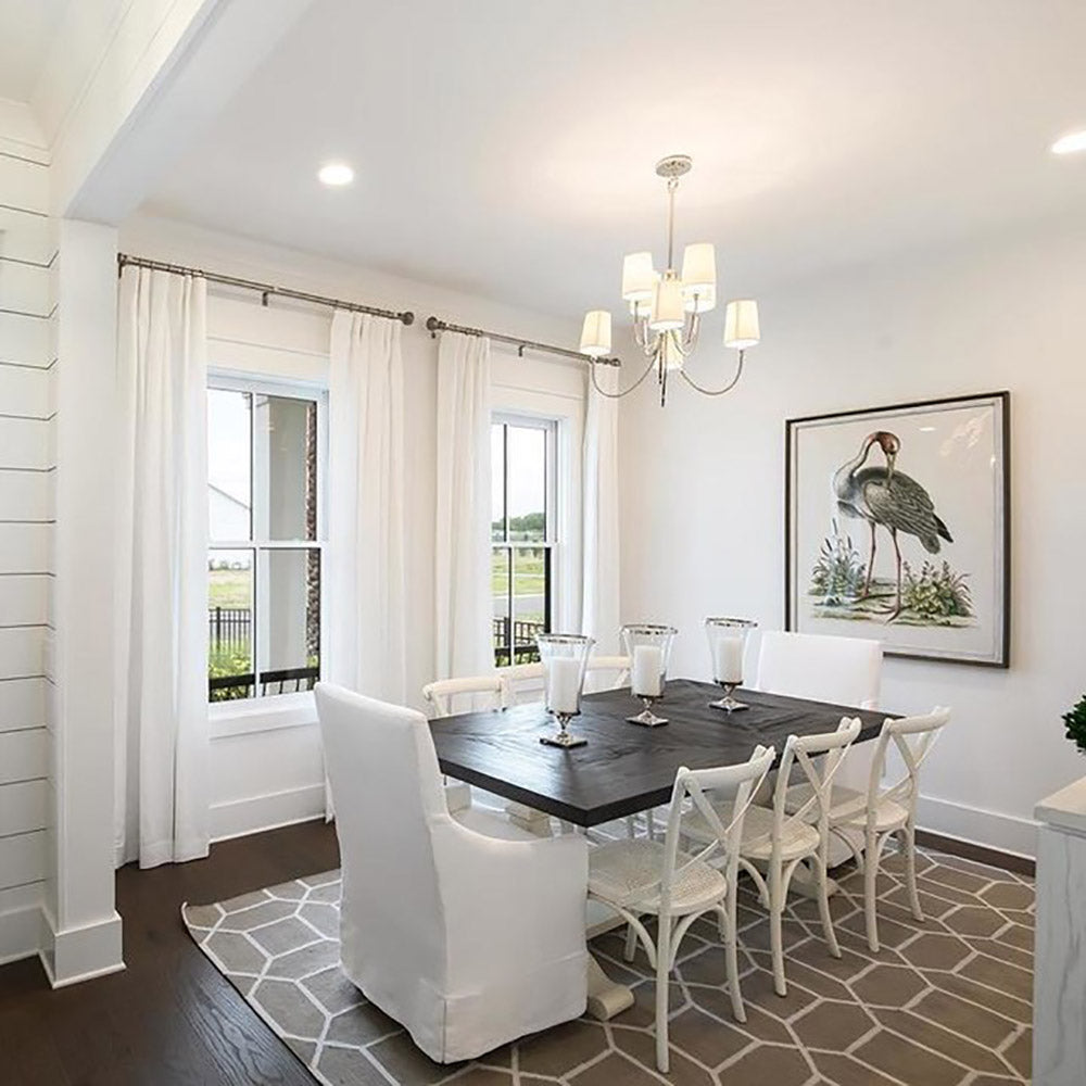 Reed Chandelier in dining room.