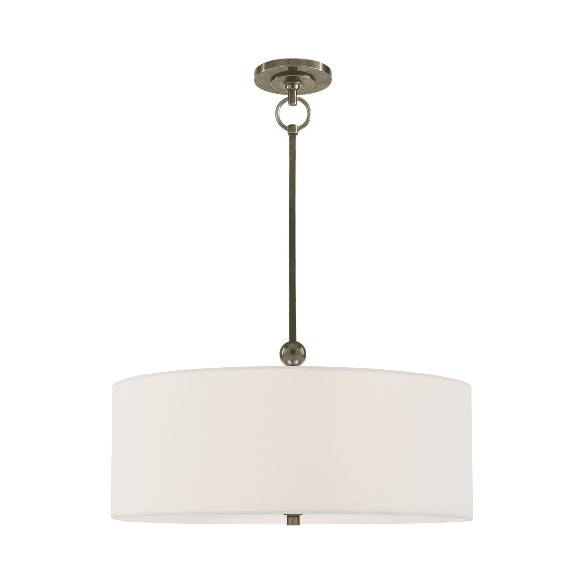 Reed Pendant Light in Antique Nickel/Linen.