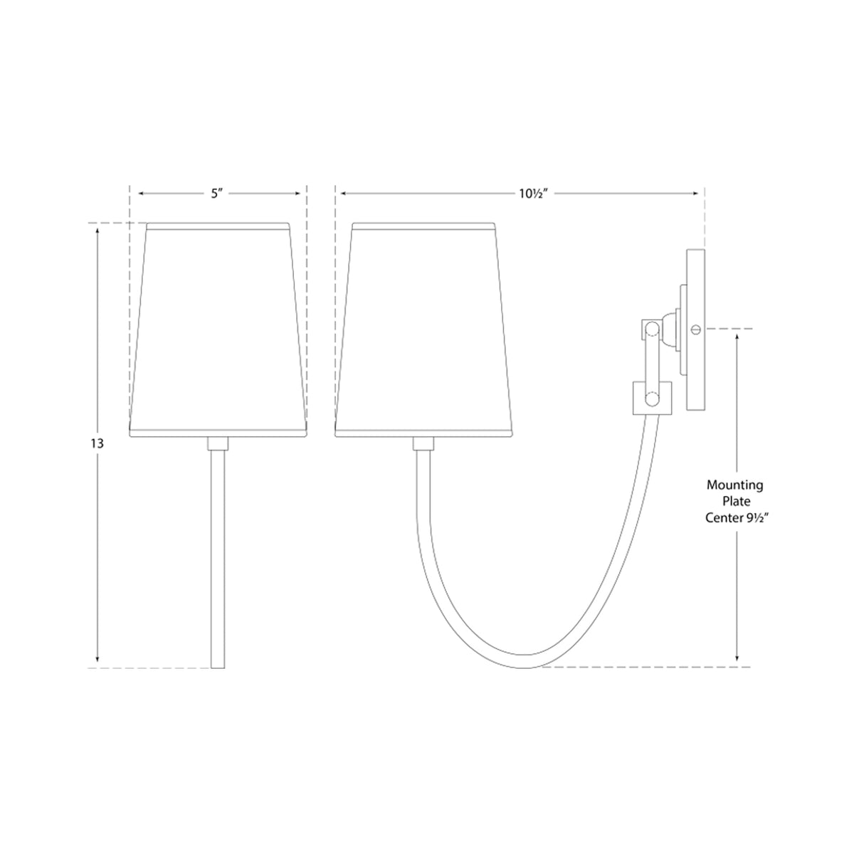 Reed Single Wall Light - line drawing.