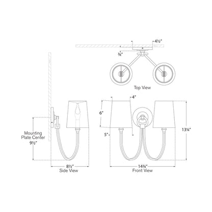 Reed Wall Light - line drawing.