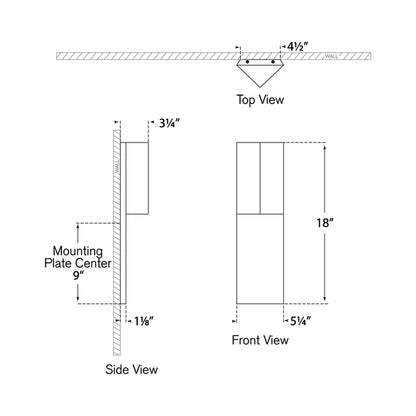 Rega Folded LED Wall Light - line drawing.