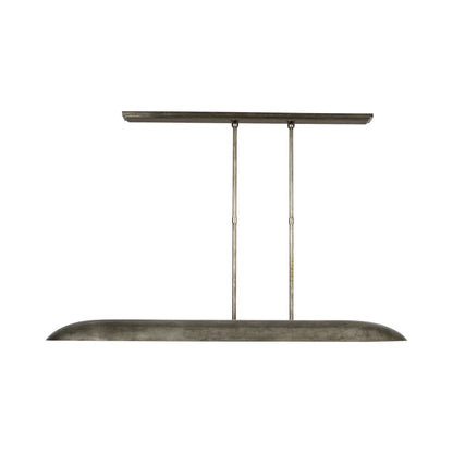 Remi LED Linear Pendant Light in Mottled Pewter and Warm Walnut.