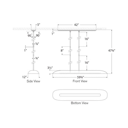 Remi LED Linear Pendant Light - line drawing.