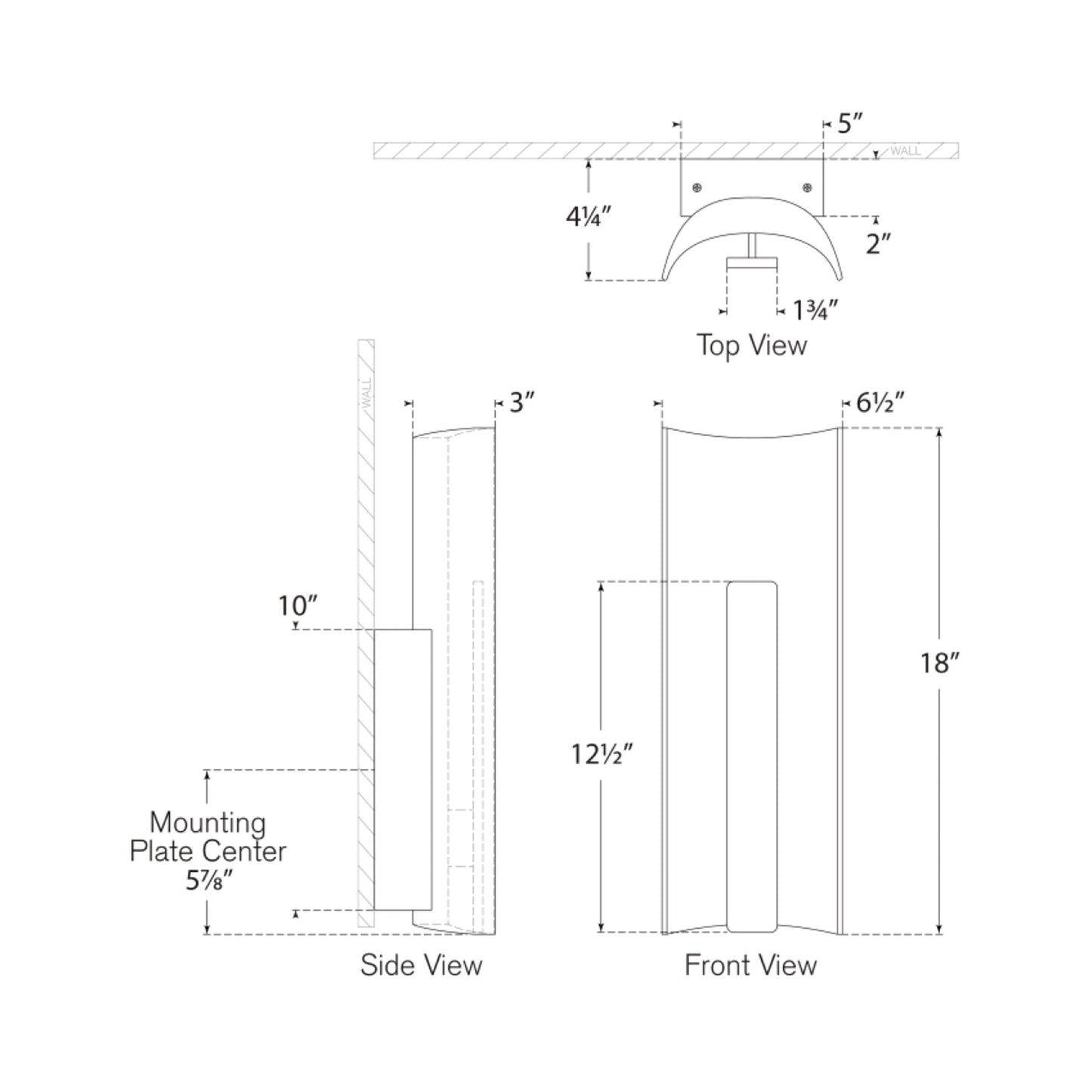 Remi LED Wall Light - line drawing.