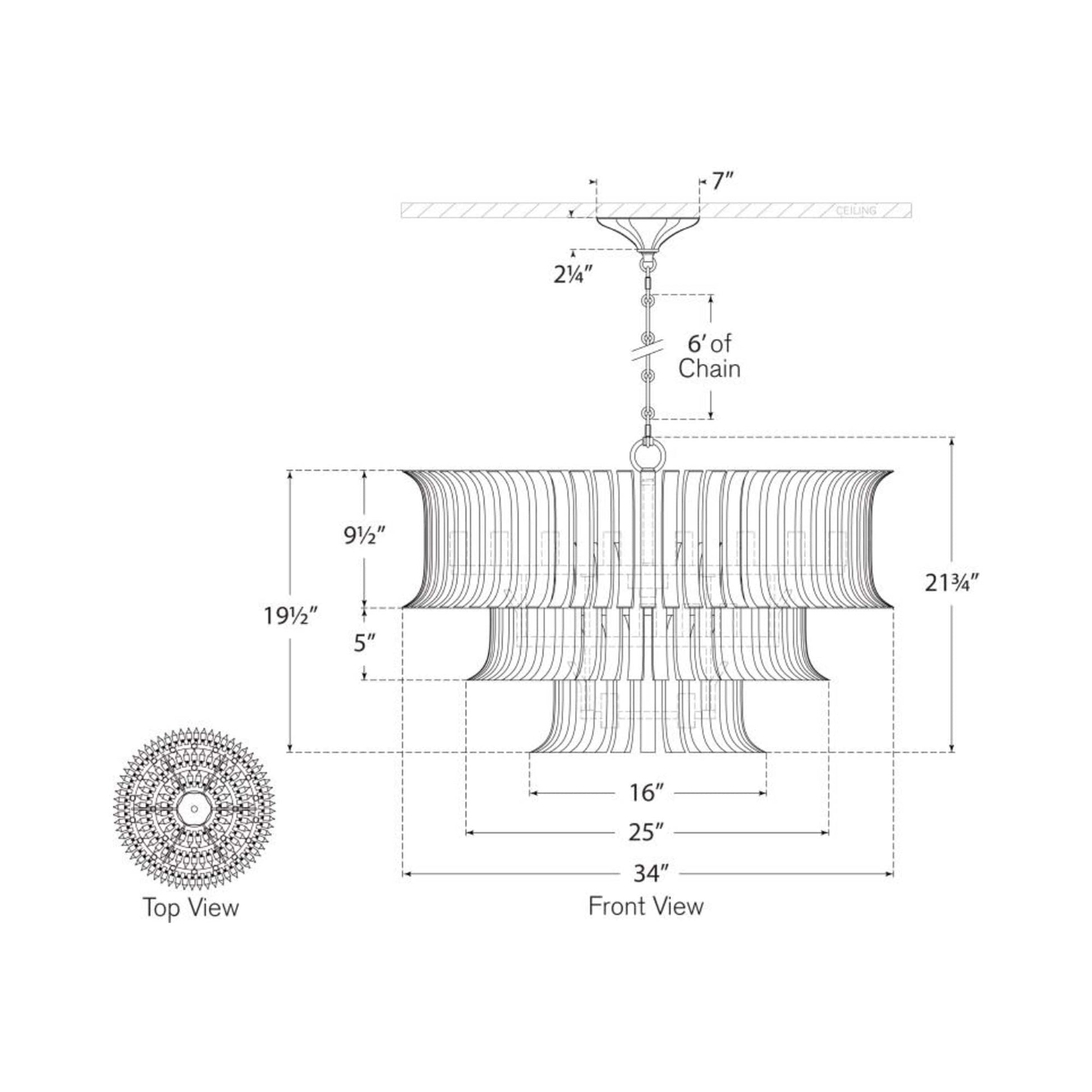 Rhine Chandelier - line drawing.