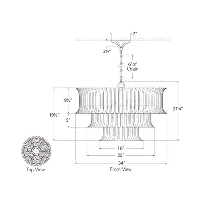 Rhine Chandelier - line drawing.