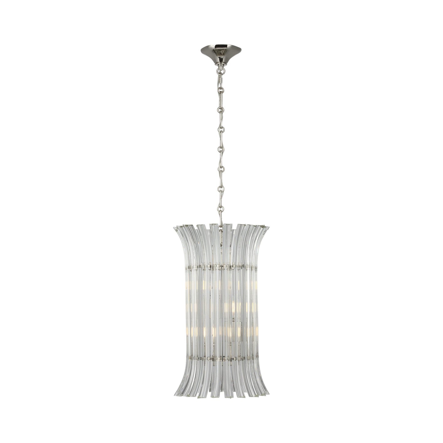 Rhine Pendant Light in Polished Nickel.