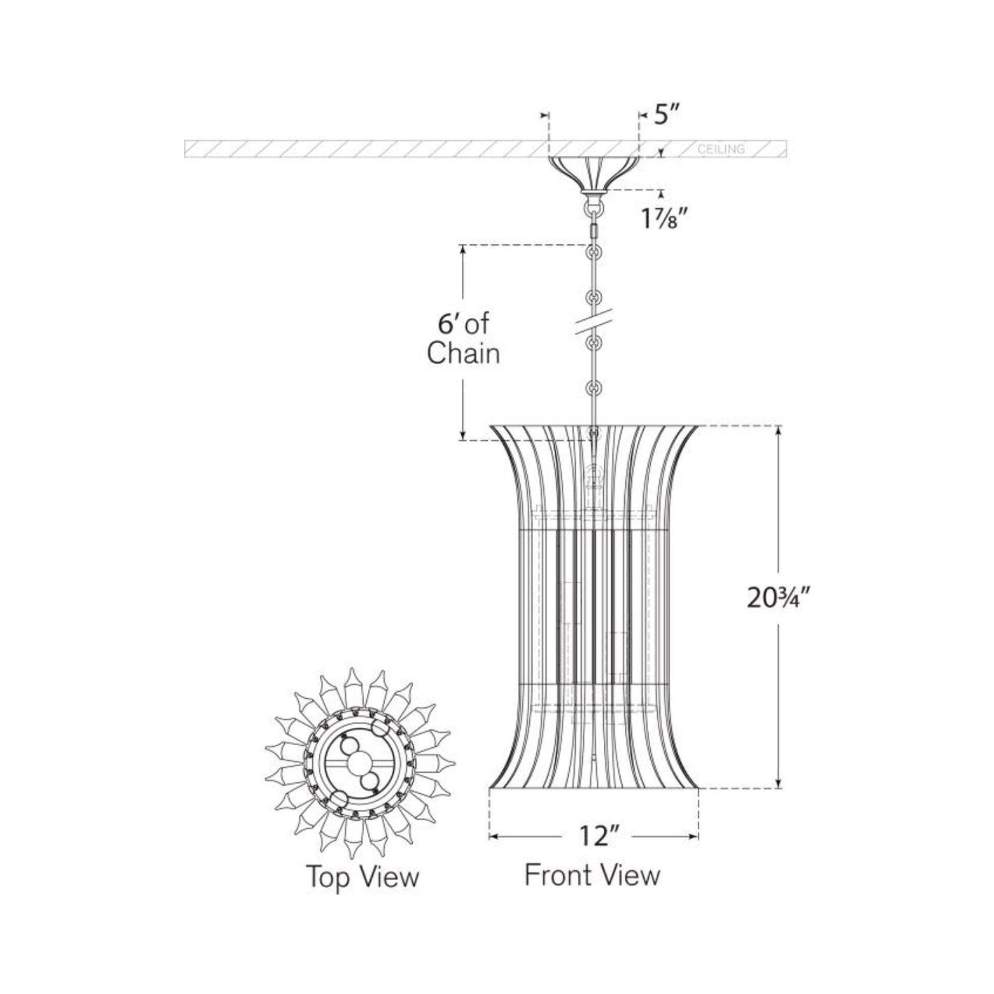 Rhine Pendant Light - line drawing.