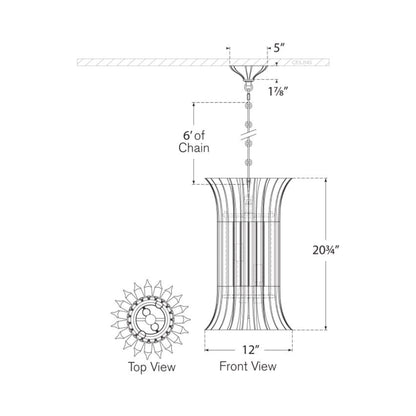 Rhine Pendant Light - line drawing.