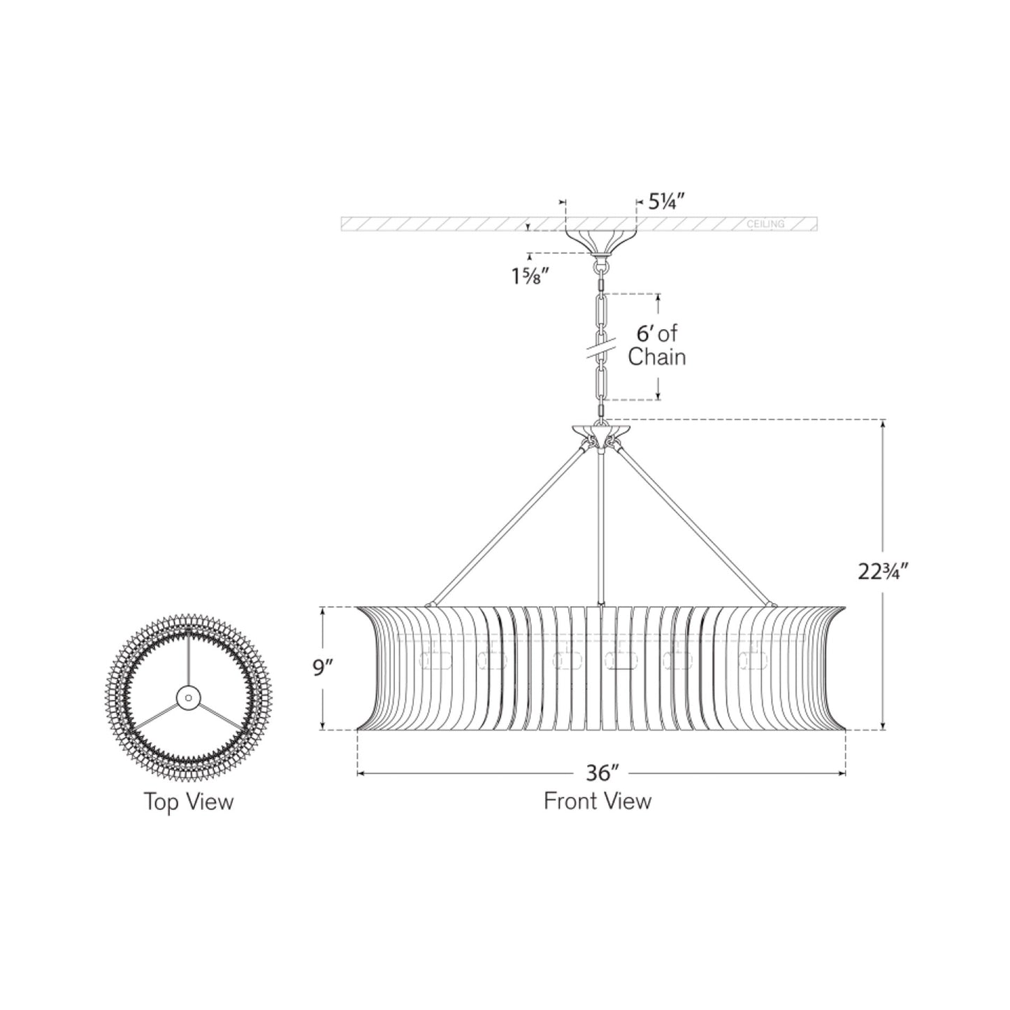 Rhine Ring Chandelier - line drawing.