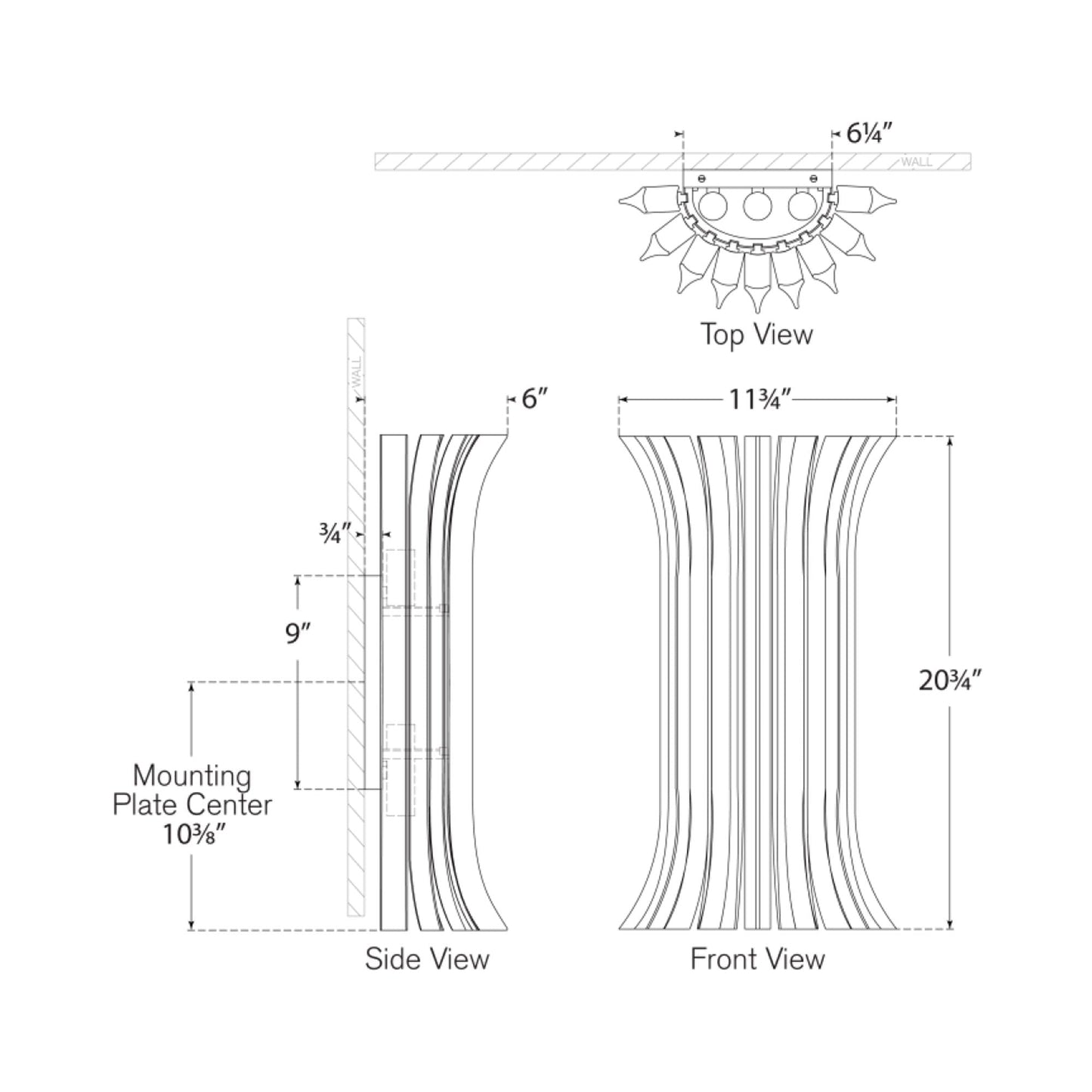 Rhine Wall Light - line drawing.