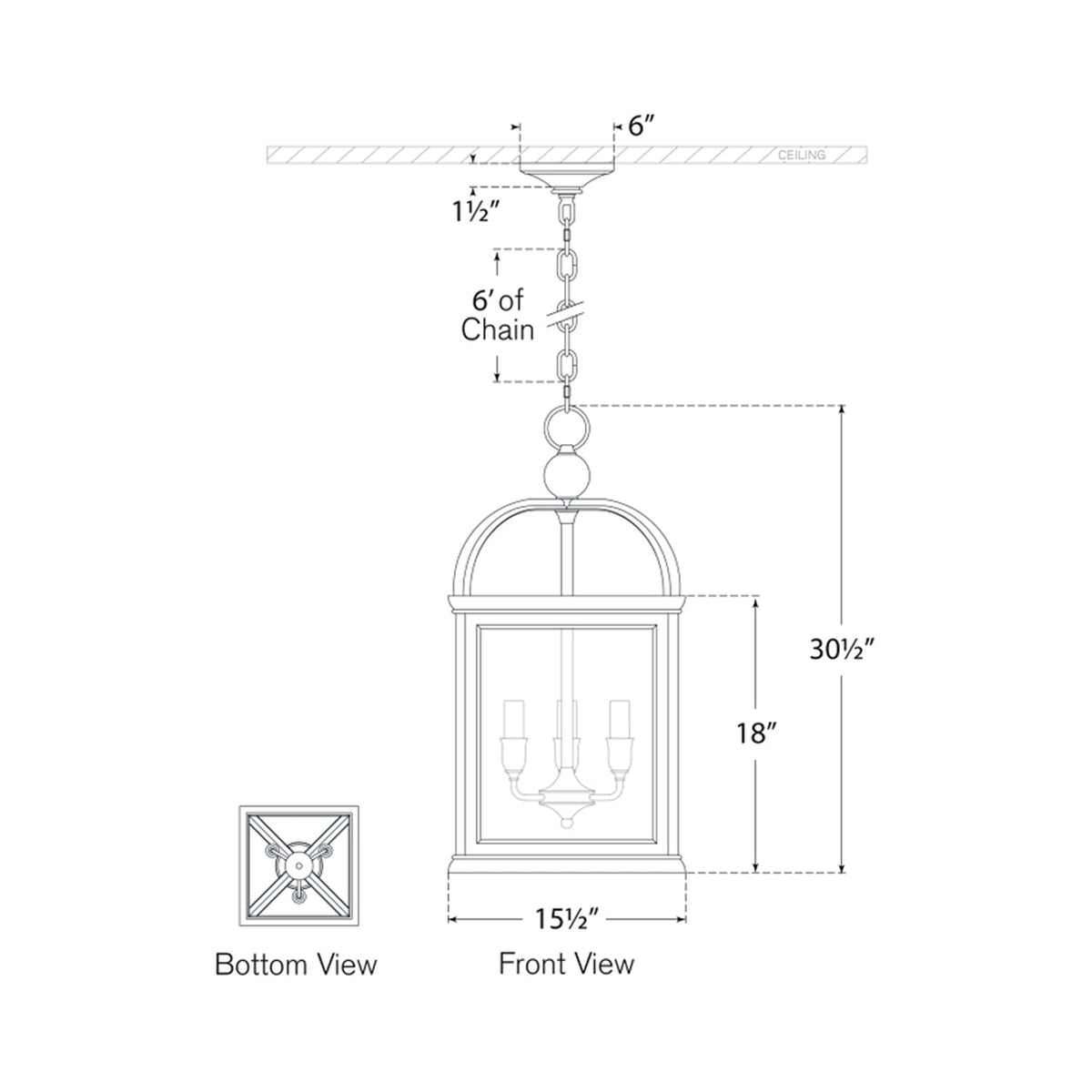 Rhoades Pendant Light - line drawing.