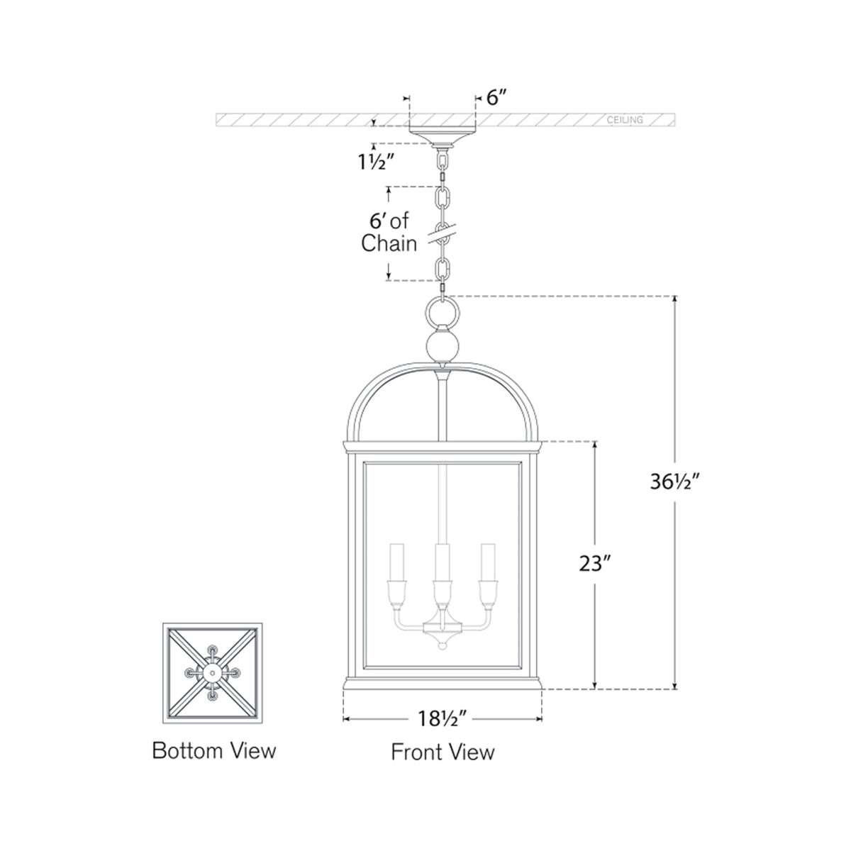 Rhoades Pendant Light - line drawing.